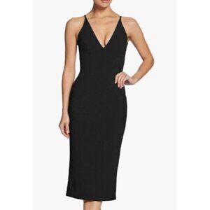 New Dress the Population Lyla Crepe Dress Womens L Black Cocktail Sheath